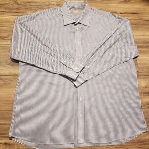 Gitman Mens Dress Up Shirt Stripes Size 35 18 1/2